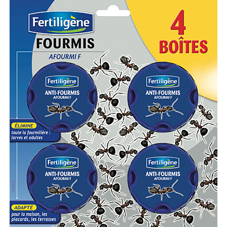 Fertiligène Boîtes Appâts Anti-Fourmis — Lot de 4, action longue durée, intérieur et extérieur, fabriqué en France